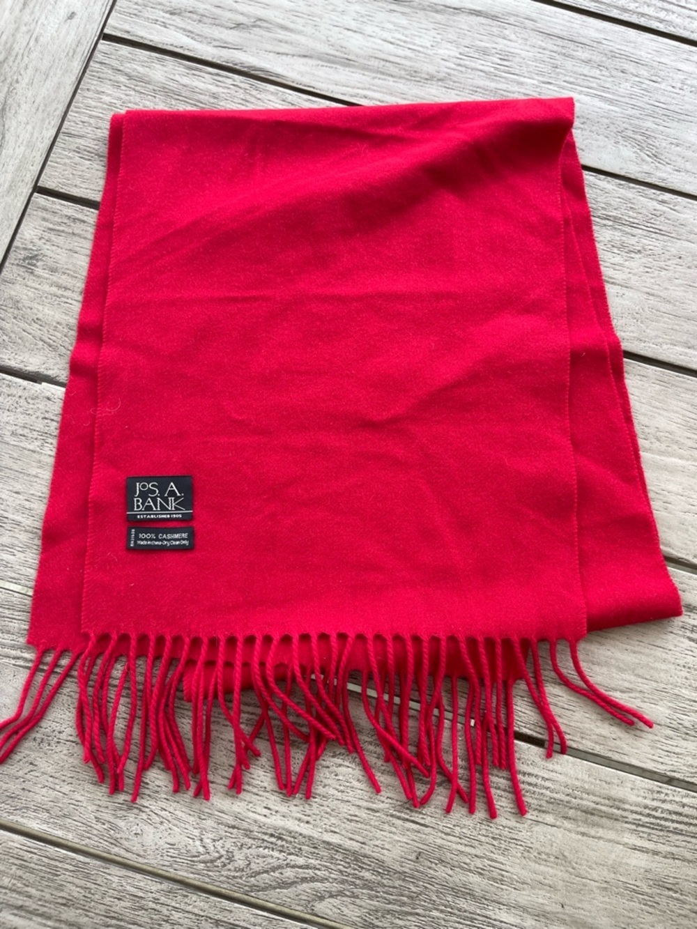 Jos. A. Bank Red Cashmere Fringe Scarf